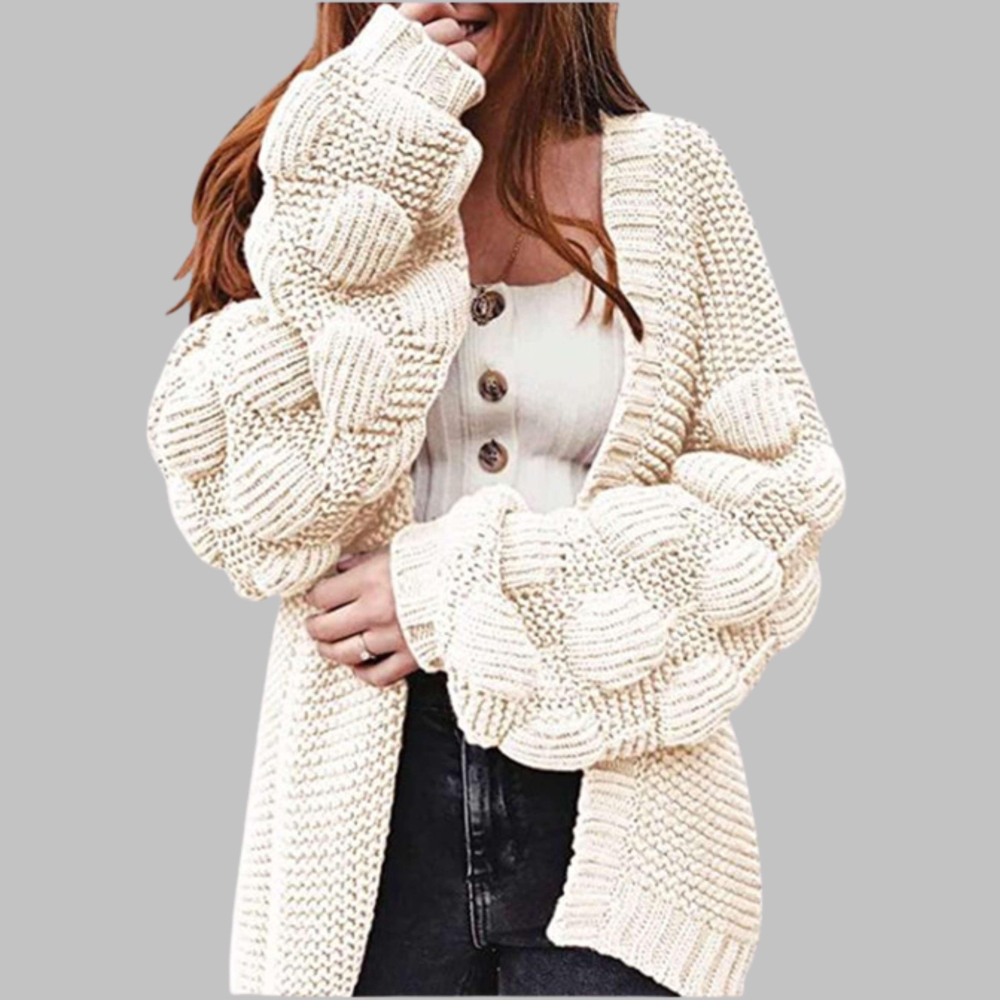 GISELLE™ - Vintage Oversized Chunky Open Front Cardigan