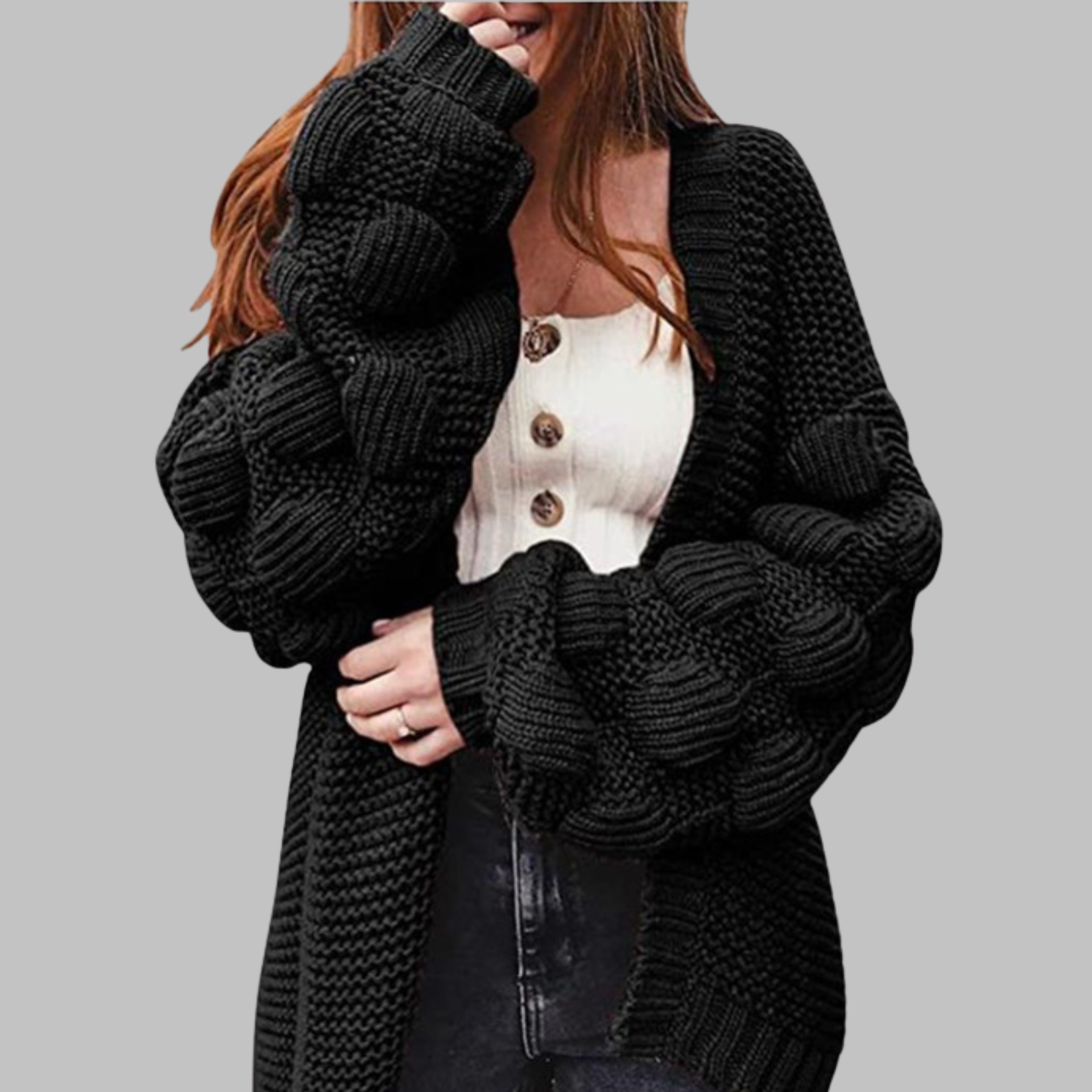 GISELLE™ - Vintage Oversized Chunky Open Front Cardigan
