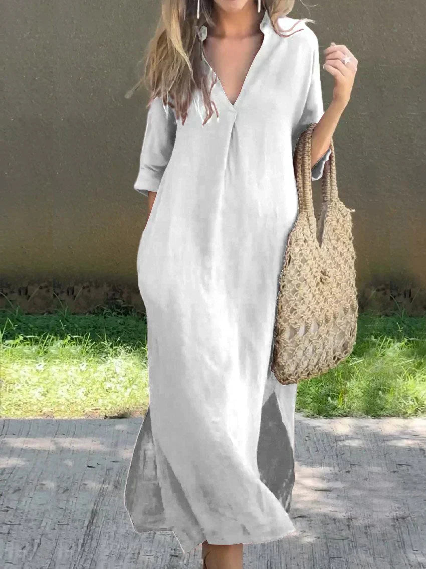 JULIA™ – Classic V-Neck Maxi Dress