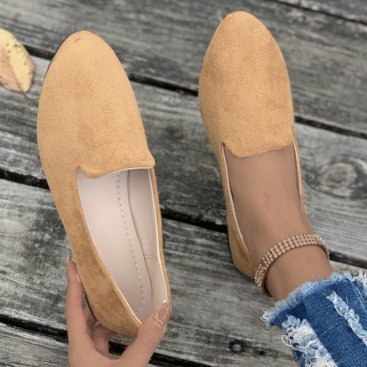 MIA™ - Women Solid Color Pointed Toe Slip On Flat Shoes