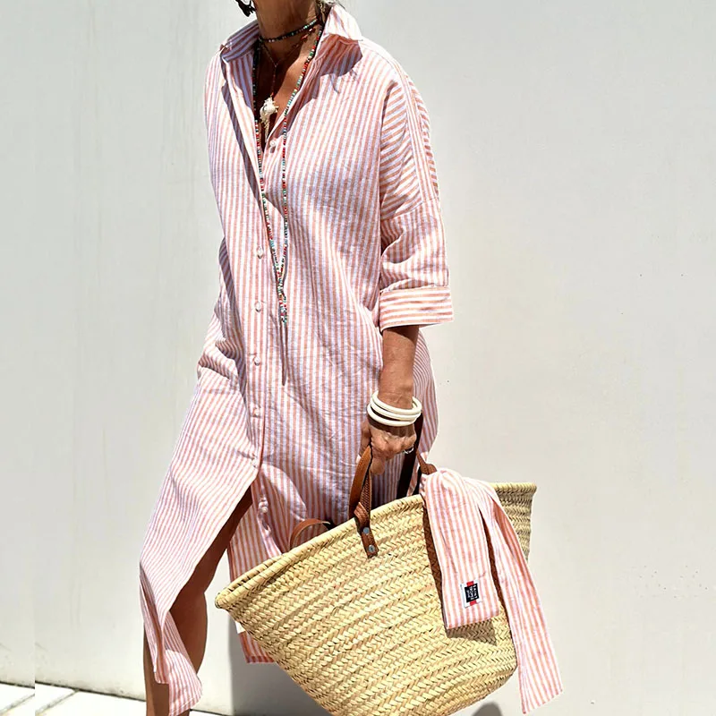 TRIXIE™ - Elegant Striped Shirt Dress