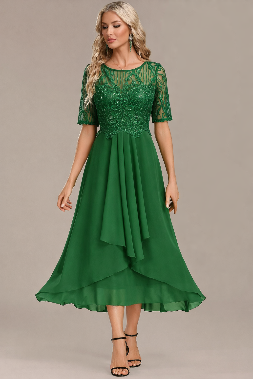Trending Sophie Navy Lace Short Sleeve Round Neck Dress Style Upgrade