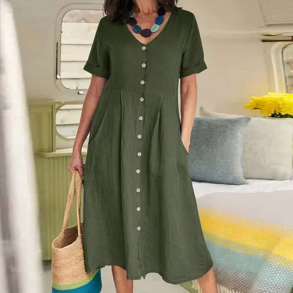 HALLIE™ – Classic Buttoned Dress