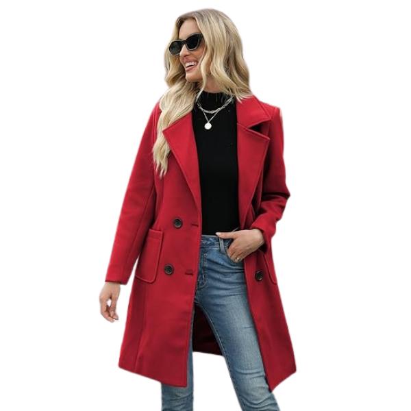 LUCIA™ - Women’s Camel Wool Blend Double-Breasted Mid-Long Coat