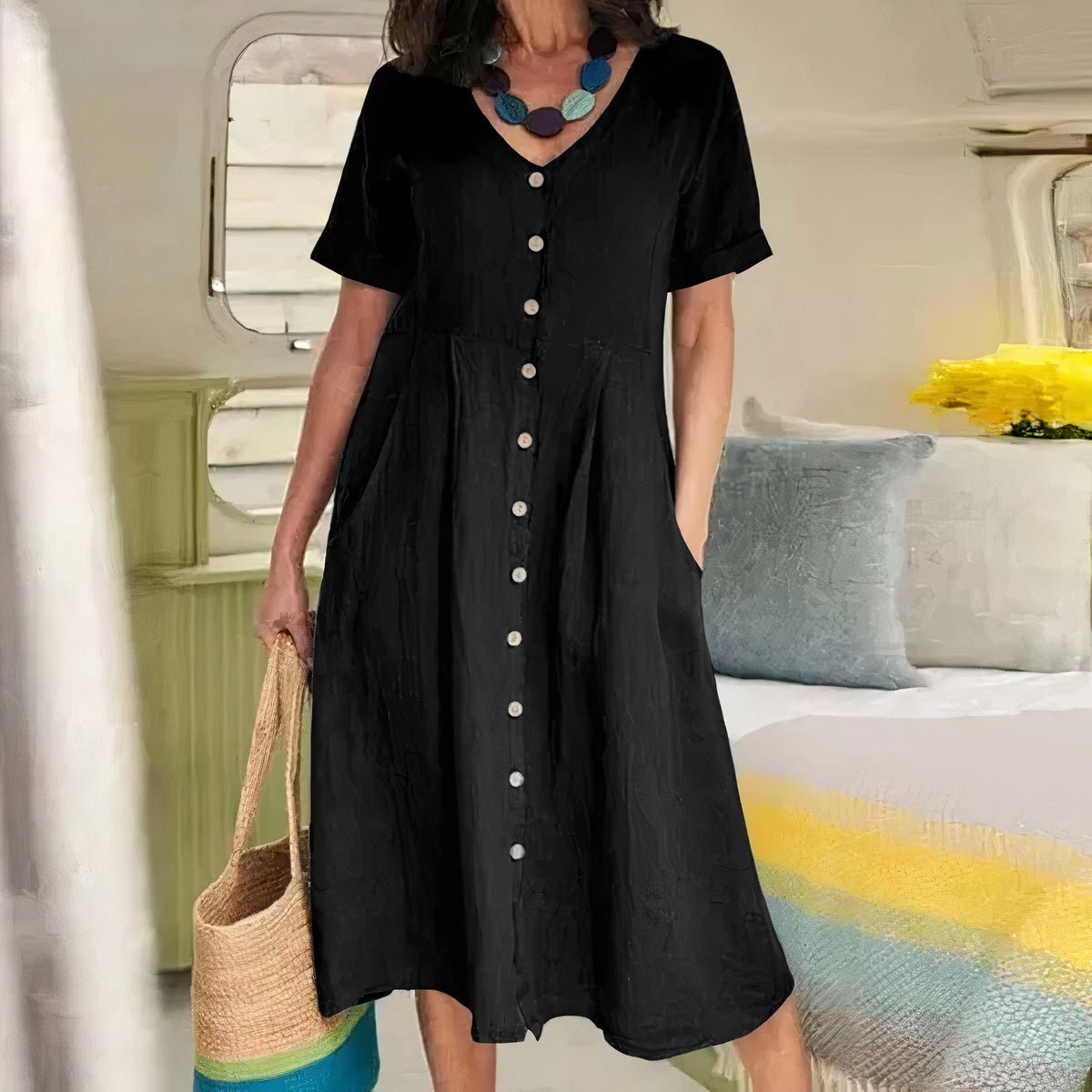 HALLIE™ – Classic Buttoned Dress