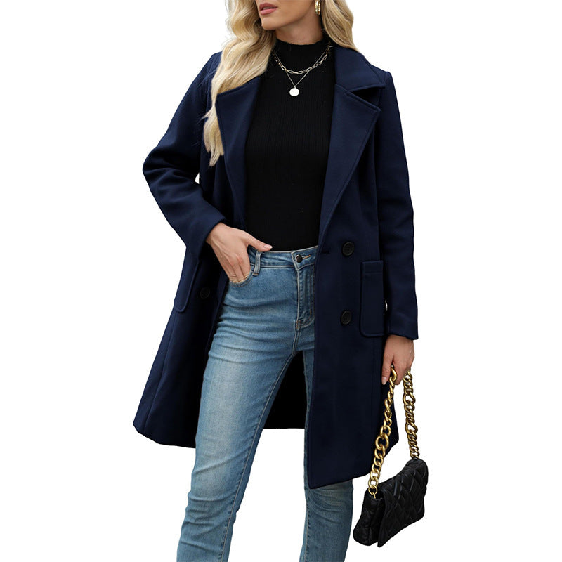 LUCIA™ - Women’s Camel Wool Blend Double-Breasted Mid-Long Coat