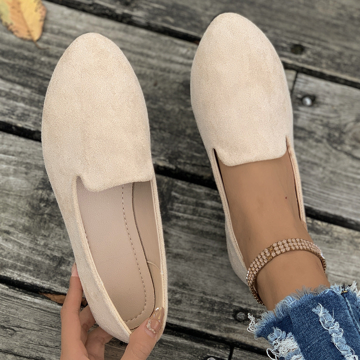 MIA™ - Women Solid Color Pointed Toe Slip On Flat Shoes