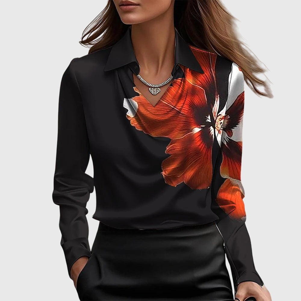 Sylvie - Luxury blouse with glitter and pleated neck
