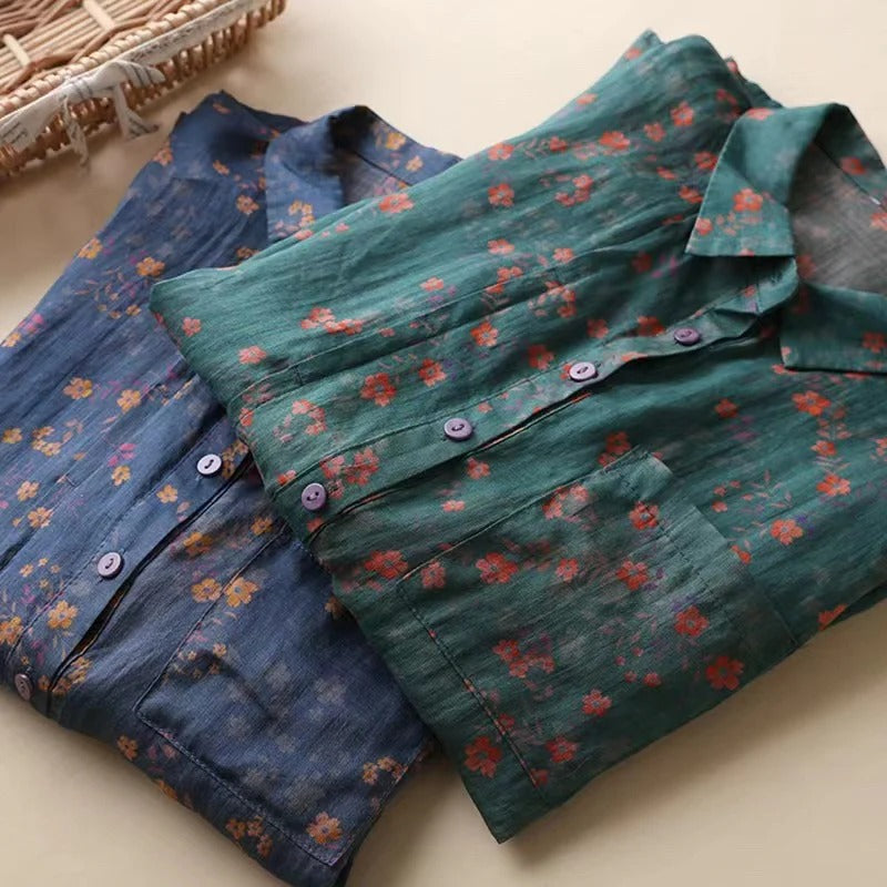 MARIBEL™ – Minimalist Button-Up Short-Sleeve Blouse